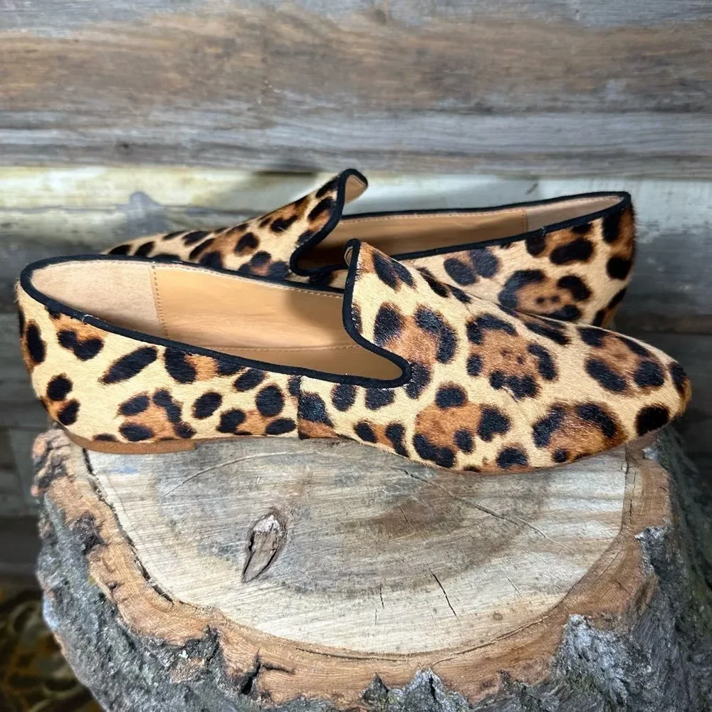 J.Crew Leopard Calf Hair Flats sz 6